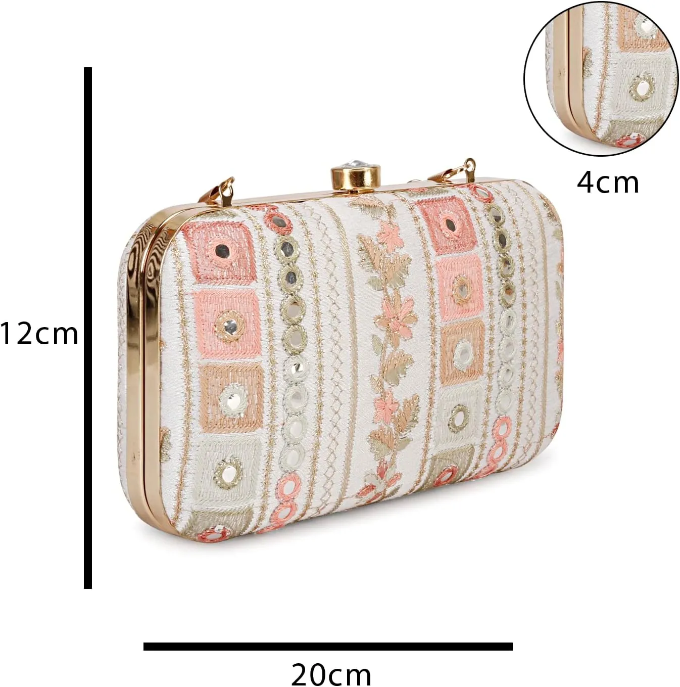 LONGING TO BUY Hand Crafted Designer Box Clutch - Zari Embroidery For Women