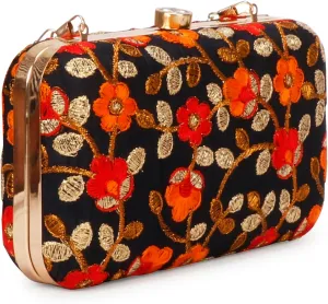 LONGING TO BUY Hand Crafted Designer Box Clutch - Zari Embroidery For Women