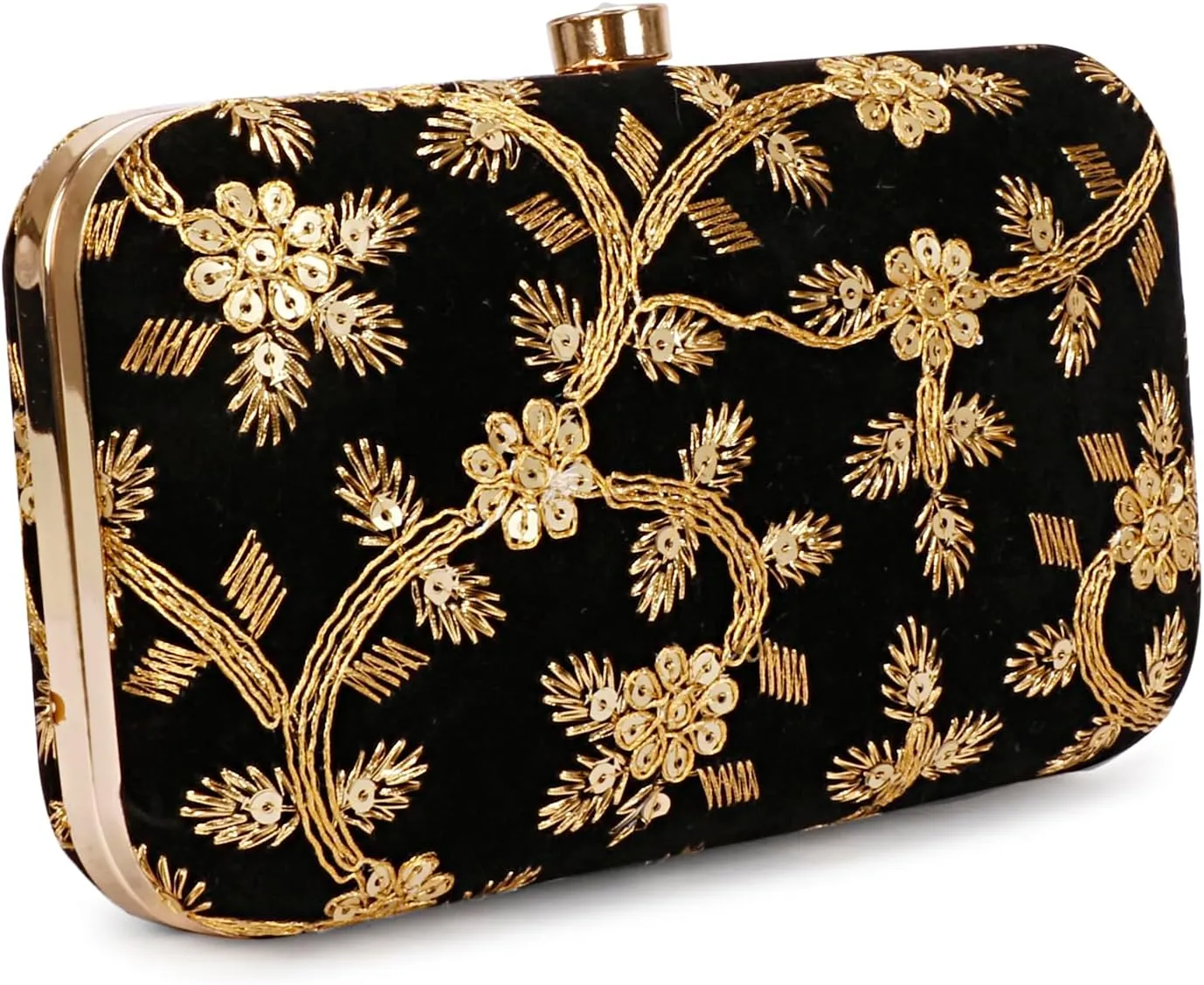 LONGING TO BUY Hand Crafted Designer Box Clutch - Zari Embroidery For Women