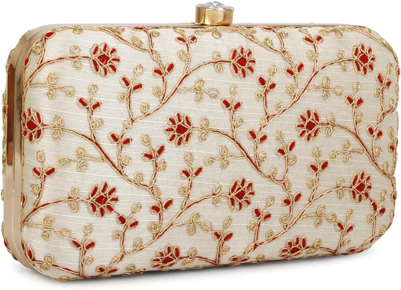 LONGING TO BUY Hand Crafted Designer Box Clutch - Zari Embroidery For Women