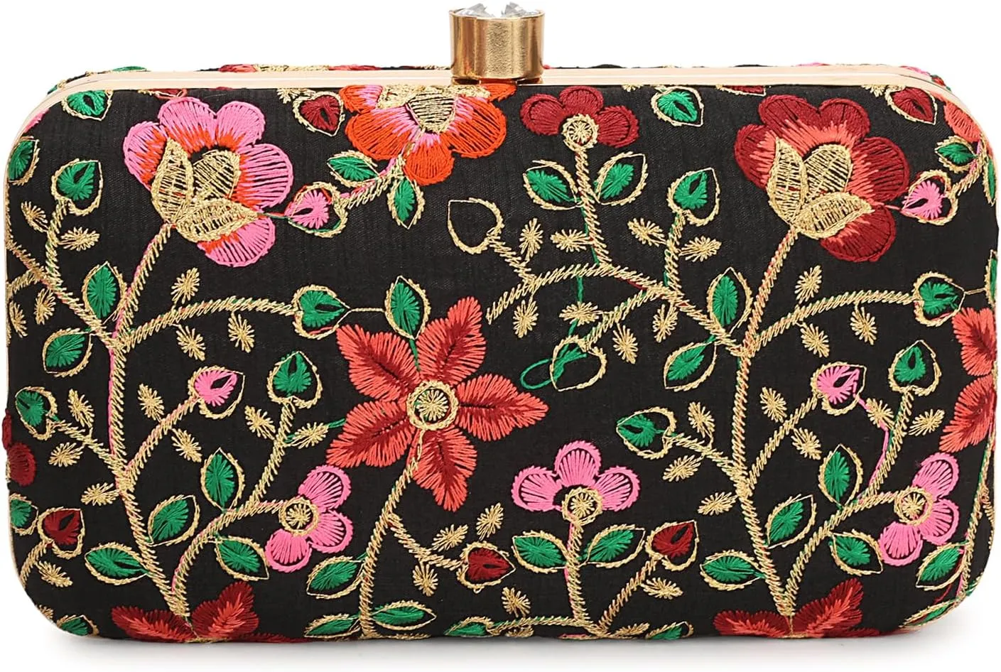 LONGING TO BUY Hand Crafted Designer Box Clutch - Zari Embroidery For Women