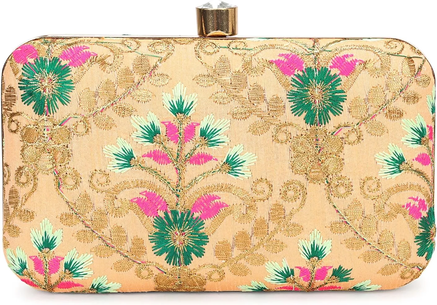 LONGING TO BUY Hand Crafted Designer Box Clutch - Zari Embroidery For Women