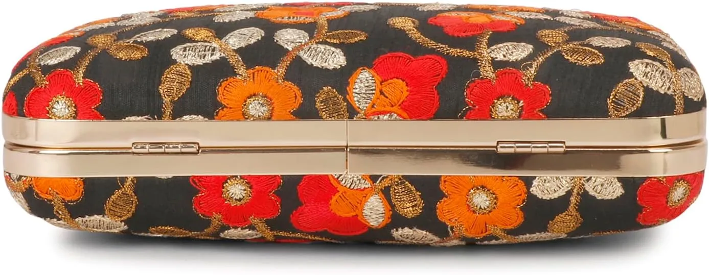 LONGING TO BUY Hand Crafted Designer Box Clutch - Zari Embroidery For Women
