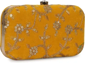 LONGING TO BUY Hand Crafted Designer Box Clutch - Zari Embroidery For Women