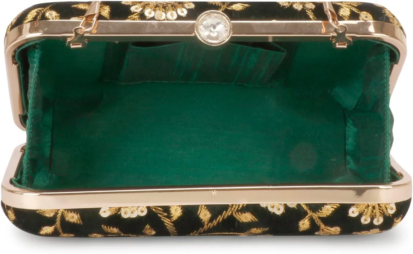 LONGING TO BUY Hand Crafted Designer Box Clutch - Zari Embroidery For Women