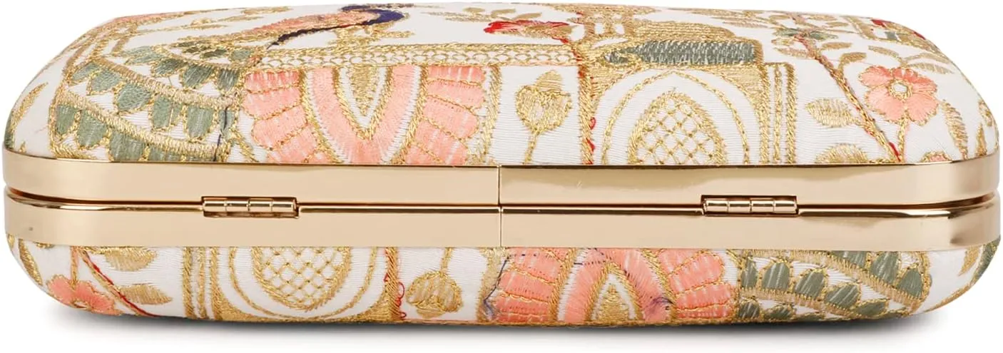 LONGING TO BUY Hand Crafted Designer Box Clutch - Zari Embroidery For Women