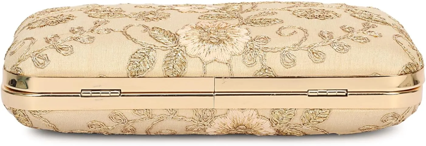 LONGING TO BUY Hand Crafted Designer Box Clutch - Zari Embroidery For Women