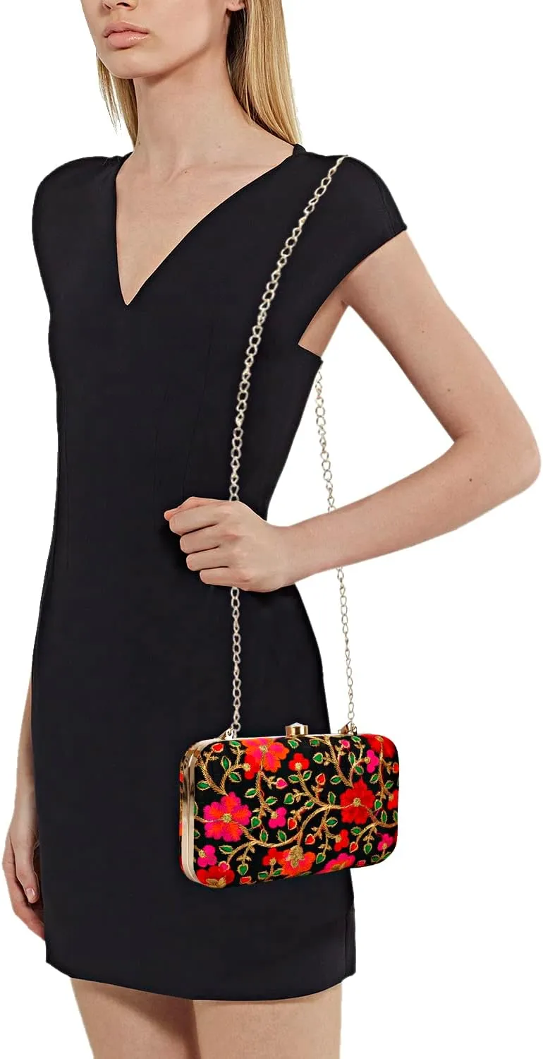 LONGING TO BUY Hand Crafted Designer Box Clutch - Zari Embroidery For Women