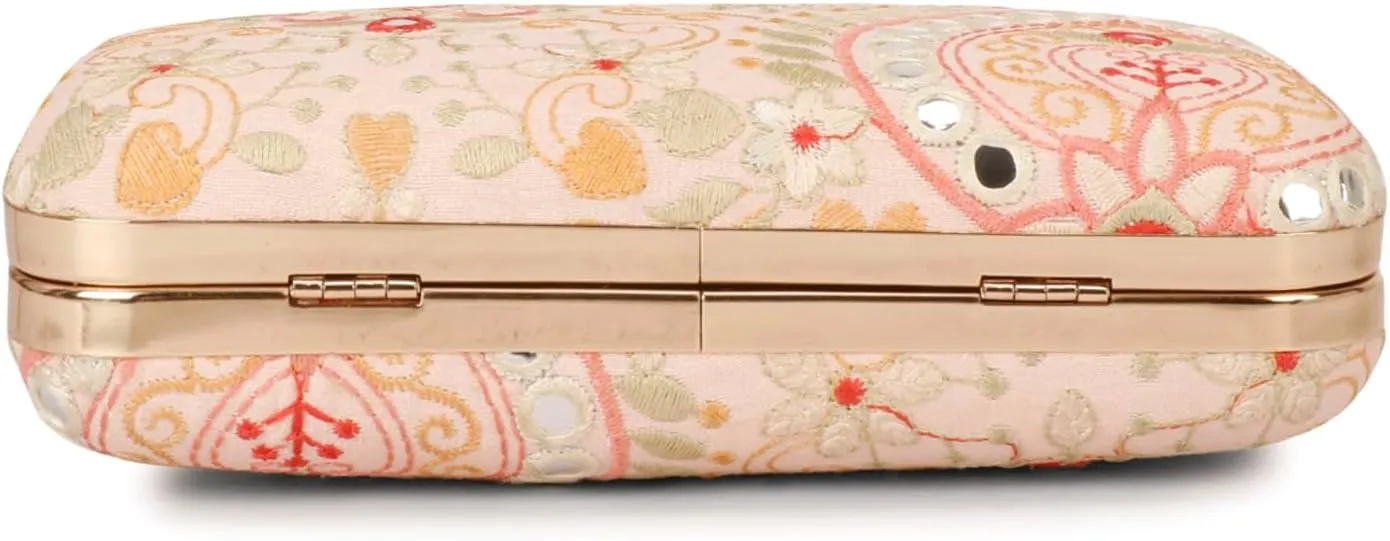 LONGING TO BUY Hand Crafted Designer Box Clutch - Zari Embroidery For Women