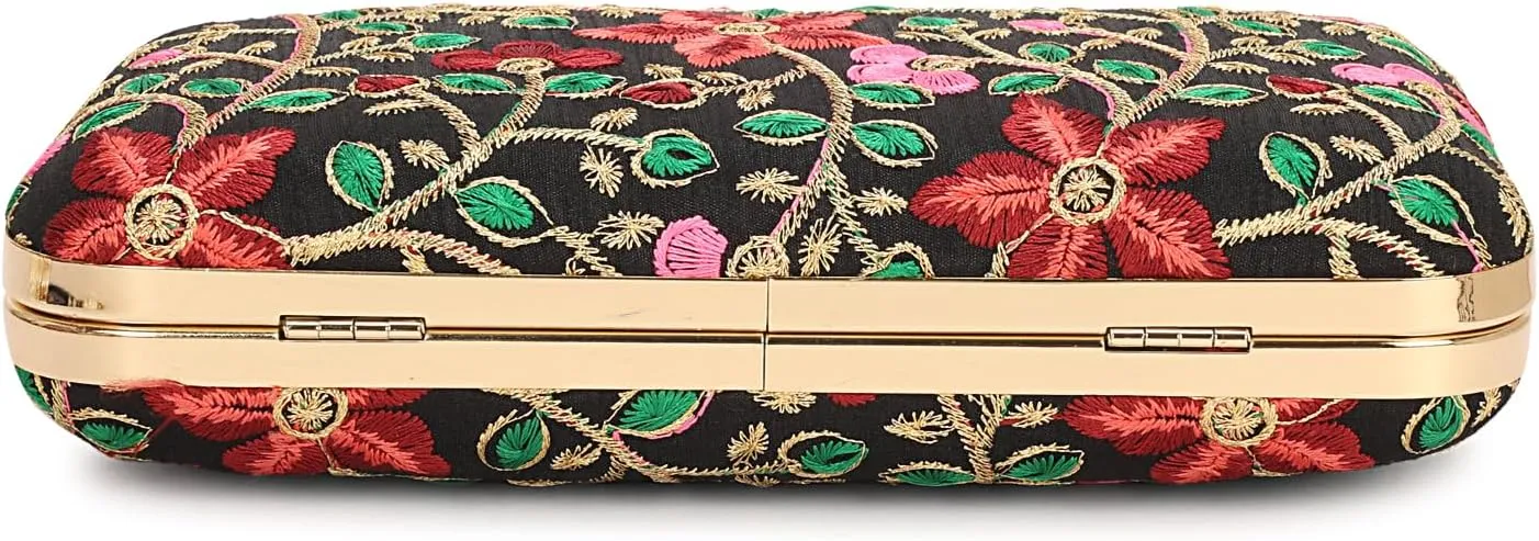LONGING TO BUY Hand Crafted Designer Box Clutch - Zari Embroidery For Women