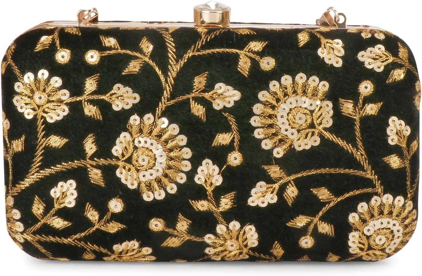 LONGING TO BUY Hand Crafted Designer Box Clutch - Zari Embroidery For Women