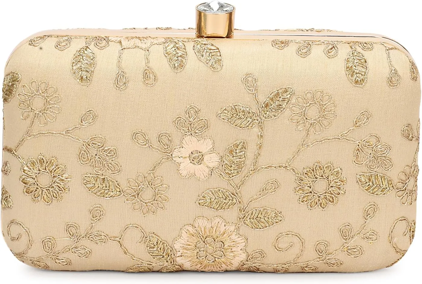 LONGING TO BUY Hand Crafted Designer Box Clutch - Zari Embroidery For Women