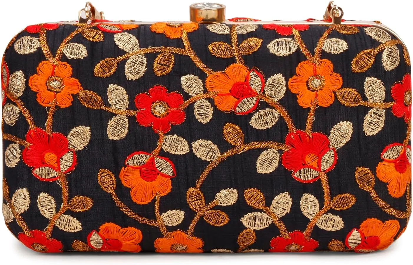 LONGING TO BUY Hand Crafted Designer Box Clutch - Zari Embroidery For Women