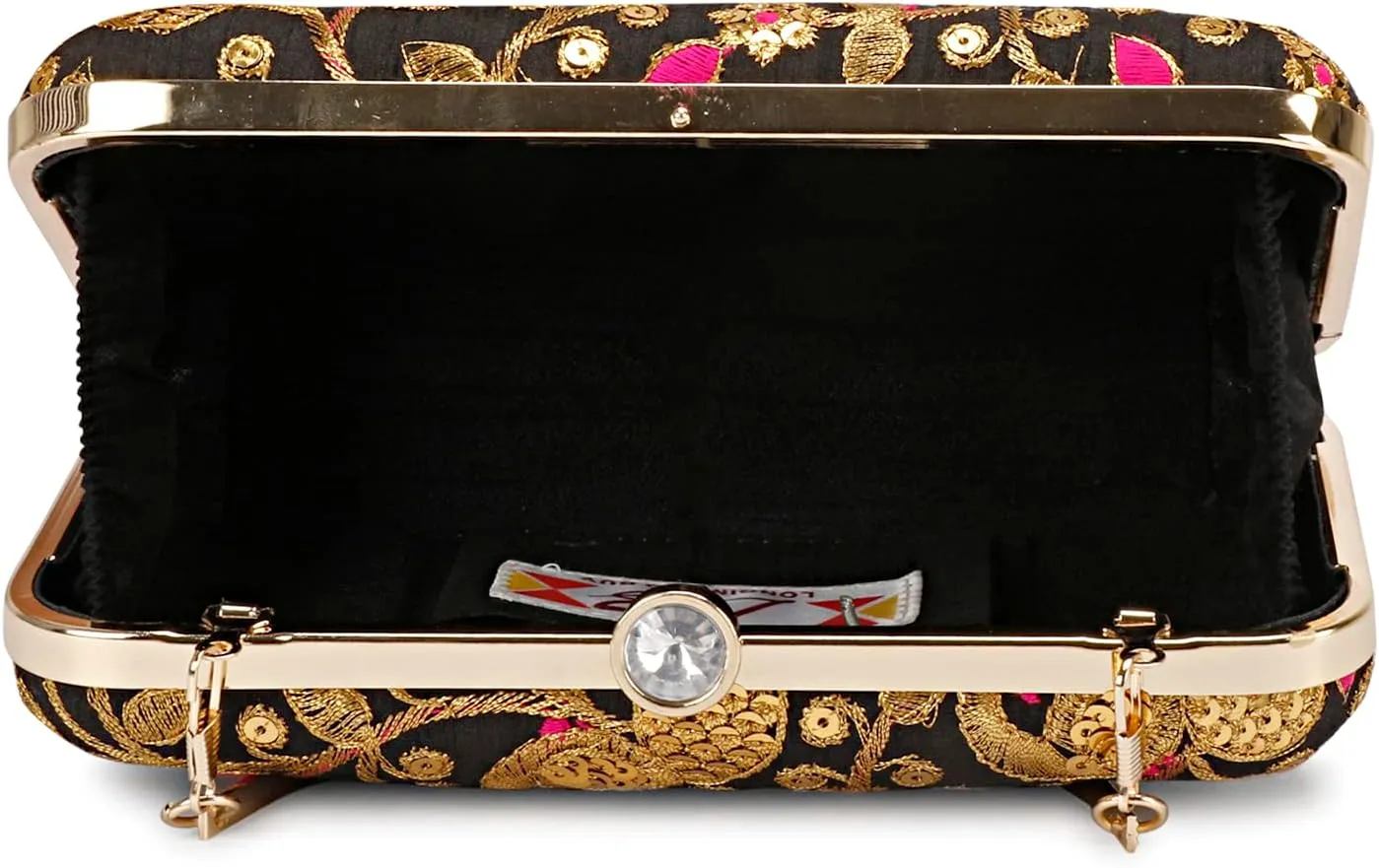 LONGING TO BUY Hand Crafted Designer Box Clutch - Zari Embroidery For Women