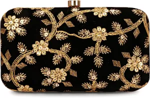 LONGING TO BUY Hand Crafted Designer Box Clutch - Zari Embroidery For Women