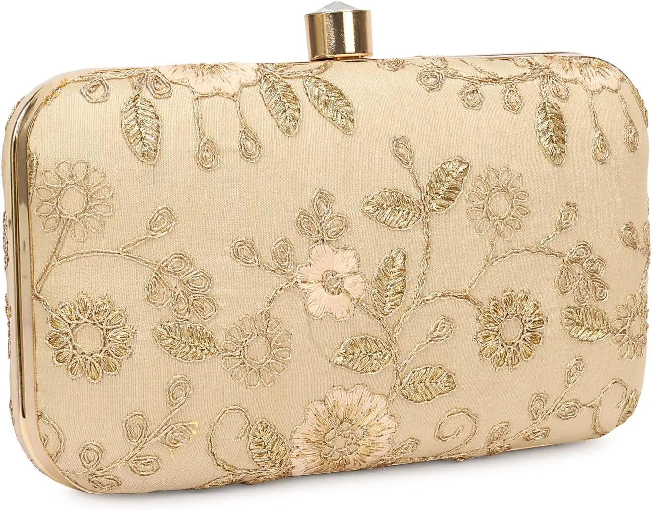 LONGING TO BUY Hand Crafted Designer Box Clutch - Zari Embroidery For Women