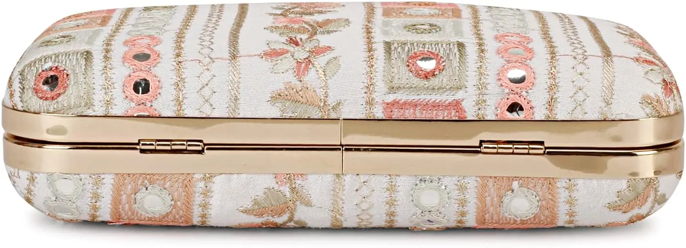 LONGING TO BUY Hand Crafted Designer Box Clutch - Zari Embroidery For Women