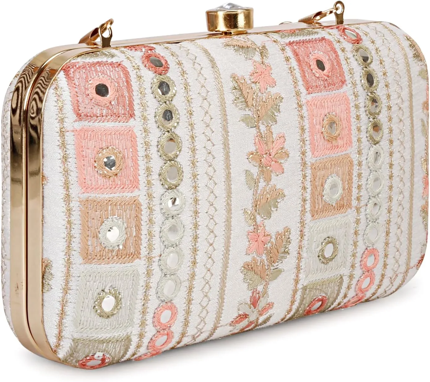 LONGING TO BUY Hand Crafted Designer Box Clutch - Zari Embroidery For Women