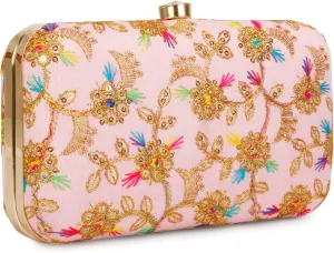 LONGING TO BUY Hand Crafted Designer Box Clutch - Zari Embroidery For Women