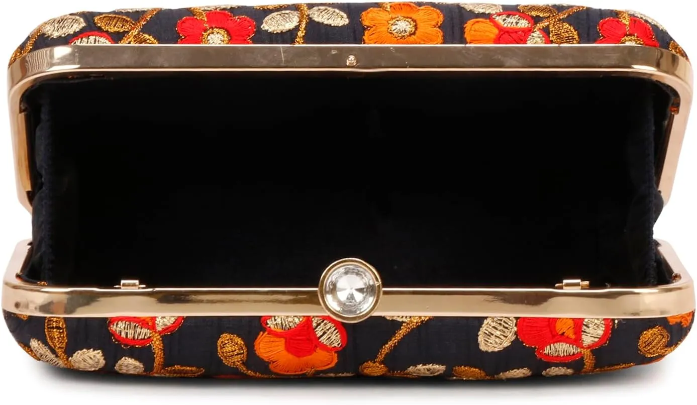 LONGING TO BUY Hand Crafted Designer Box Clutch - Zari Embroidery For Women