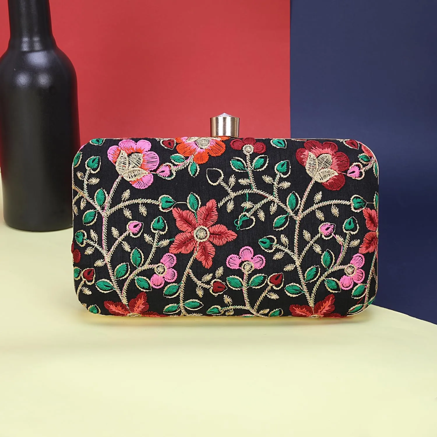 LONGING TO BUY Hand Crafted Designer Box Clutch - Zari Embroidery For Women