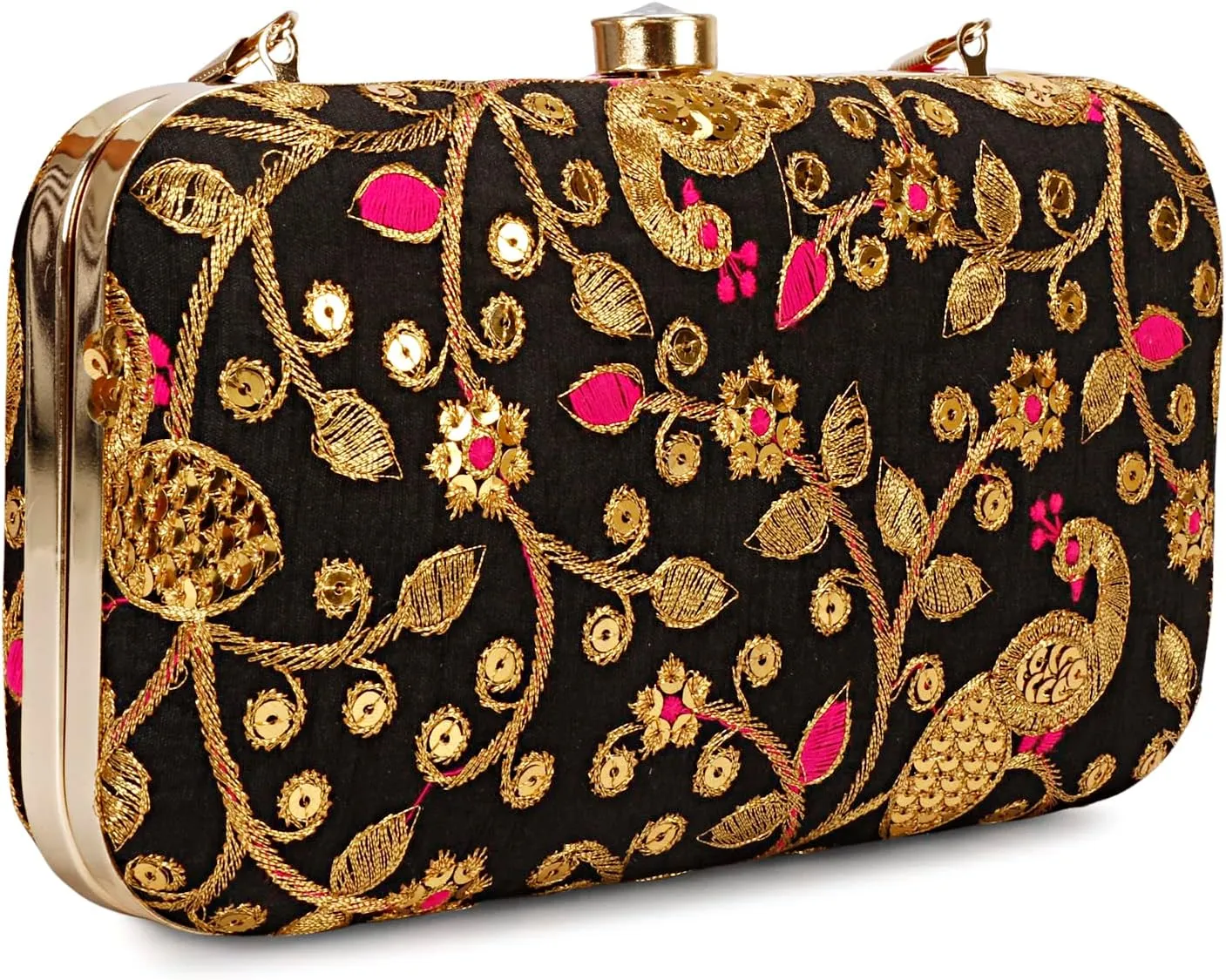 LONGING TO BUY Hand Crafted Designer Box Clutch - Zari Embroidery For Women