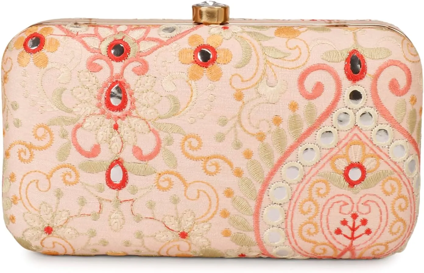 LONGING TO BUY Hand Crafted Designer Box Clutch - Zari Embroidery For Women