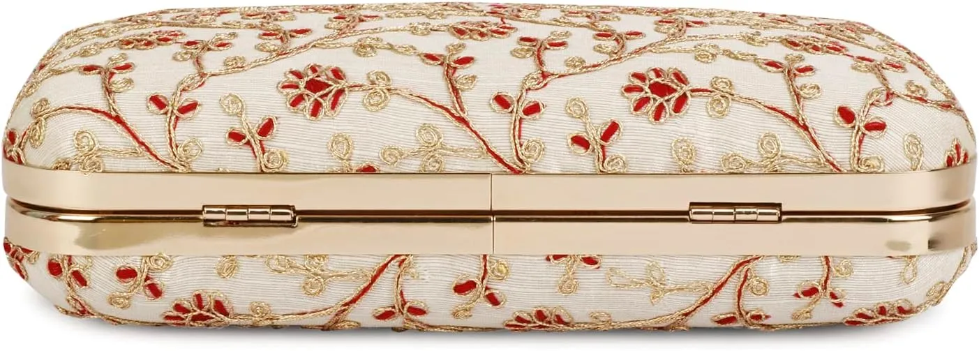 LONGING TO BUY Hand Crafted Designer Box Clutch - Zari Embroidery For Women