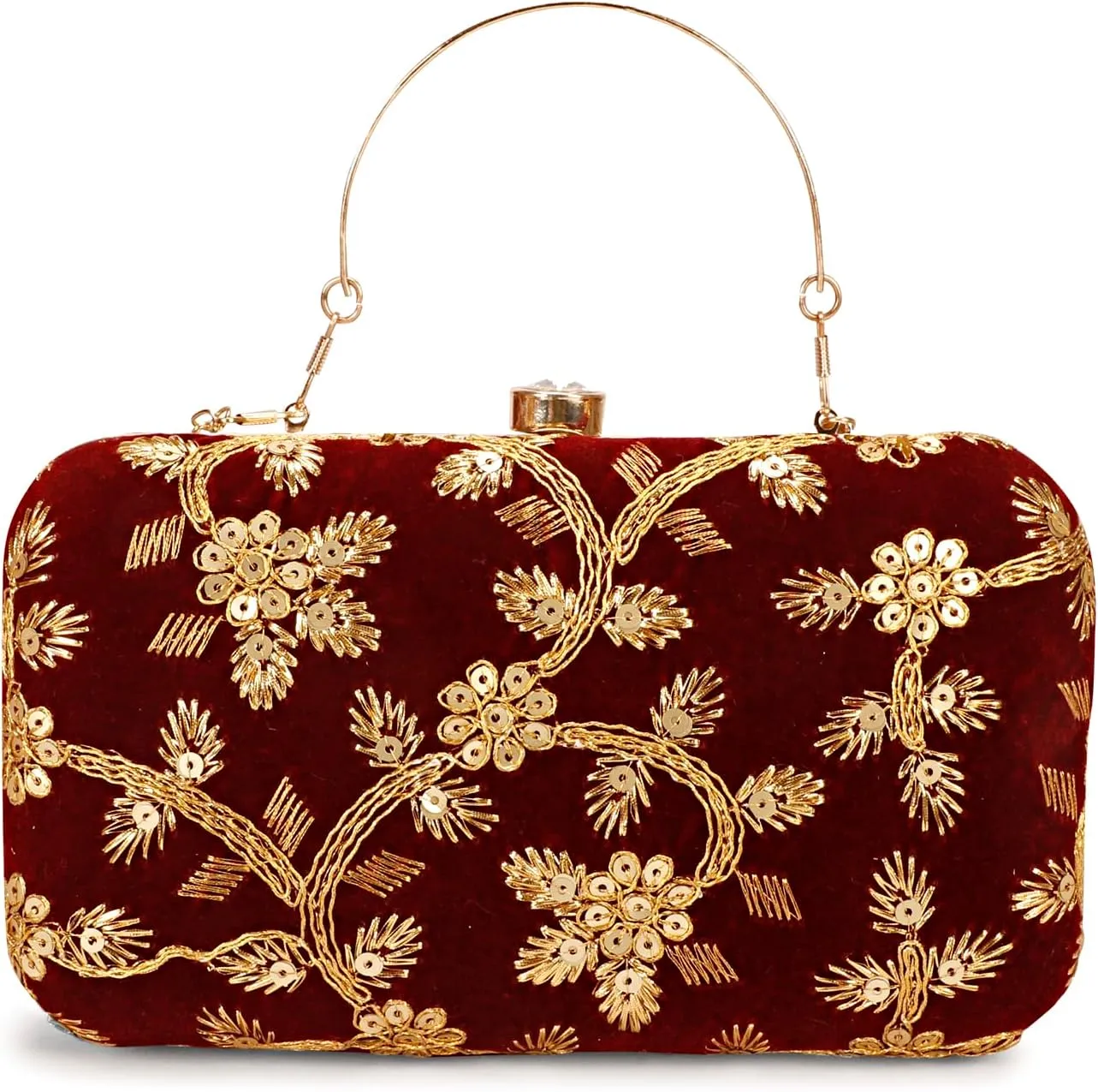LONGING TO BUY Hand Crafted Designer Box Clutch - Zari Embroidery For Women