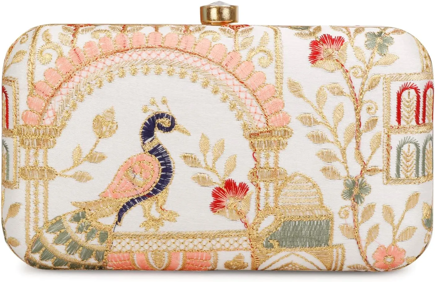 LONGING TO BUY Hand Crafted Designer Box Clutch - Zari Embroidery For Women