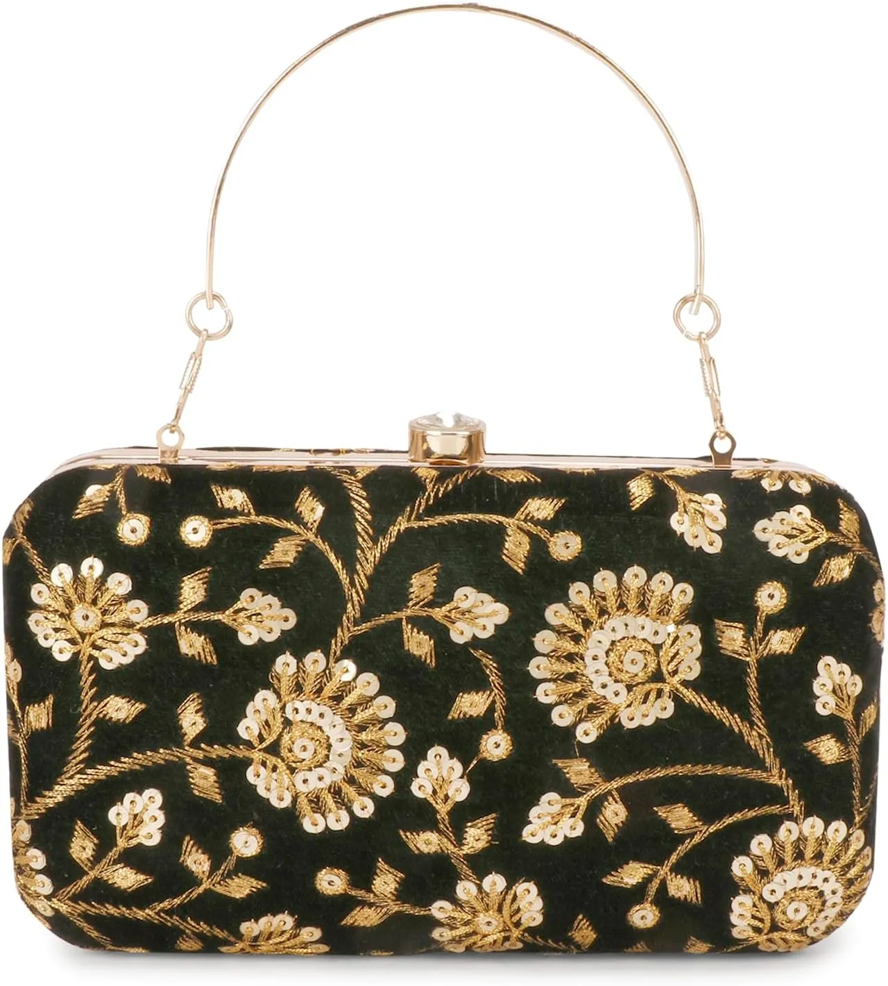 LONGING TO BUY Hand Crafted Designer Box Clutch - Zari Embroidery For Women