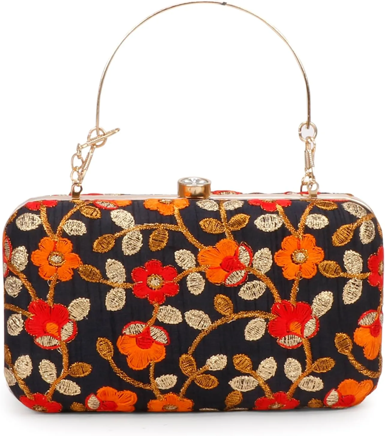 LONGING TO BUY Hand Crafted Designer Box Clutch - Zari Embroidery For Women