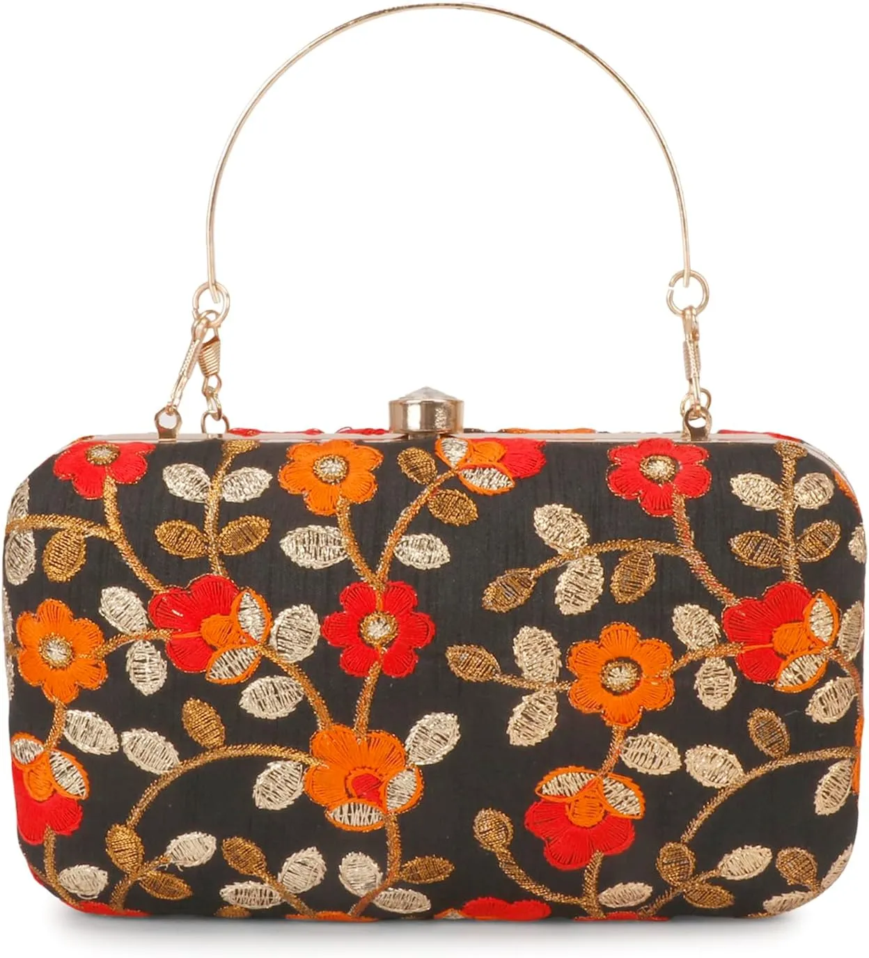 LONGING TO BUY Hand Crafted Designer Box Clutch - Zari Embroidery For Women