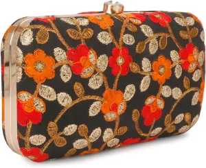 LONGING TO BUY Hand Crafted Designer Box Clutch - Zari Embroidery For Women