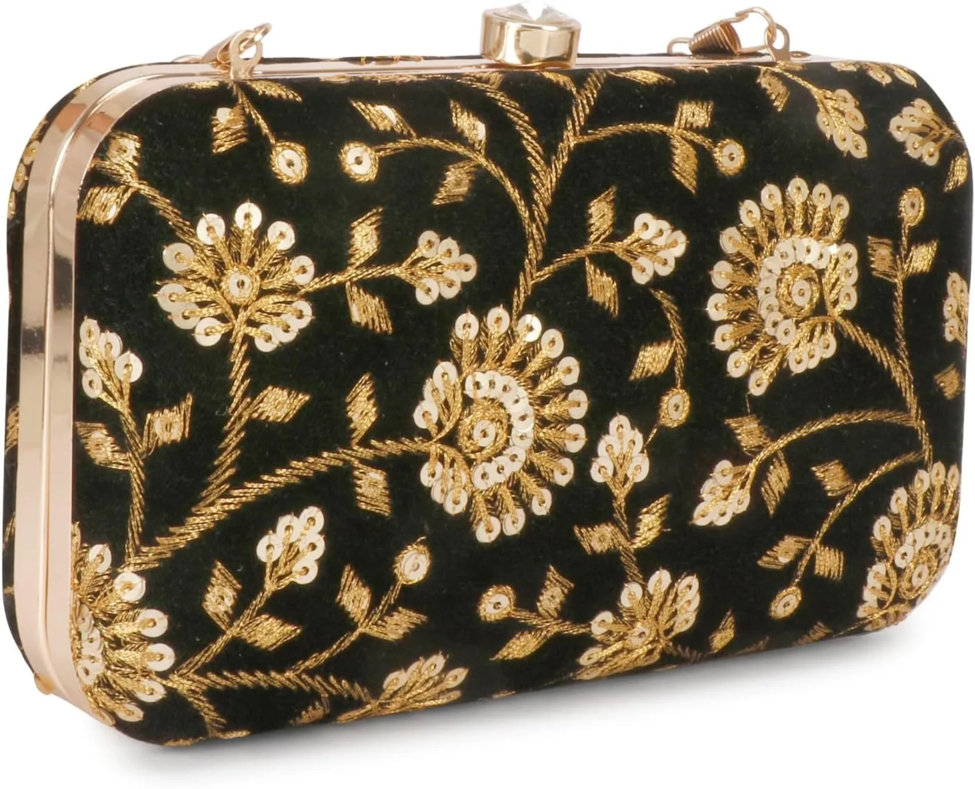 LONGING TO BUY Hand Crafted Designer Box Clutch - Zari Embroidery For Women