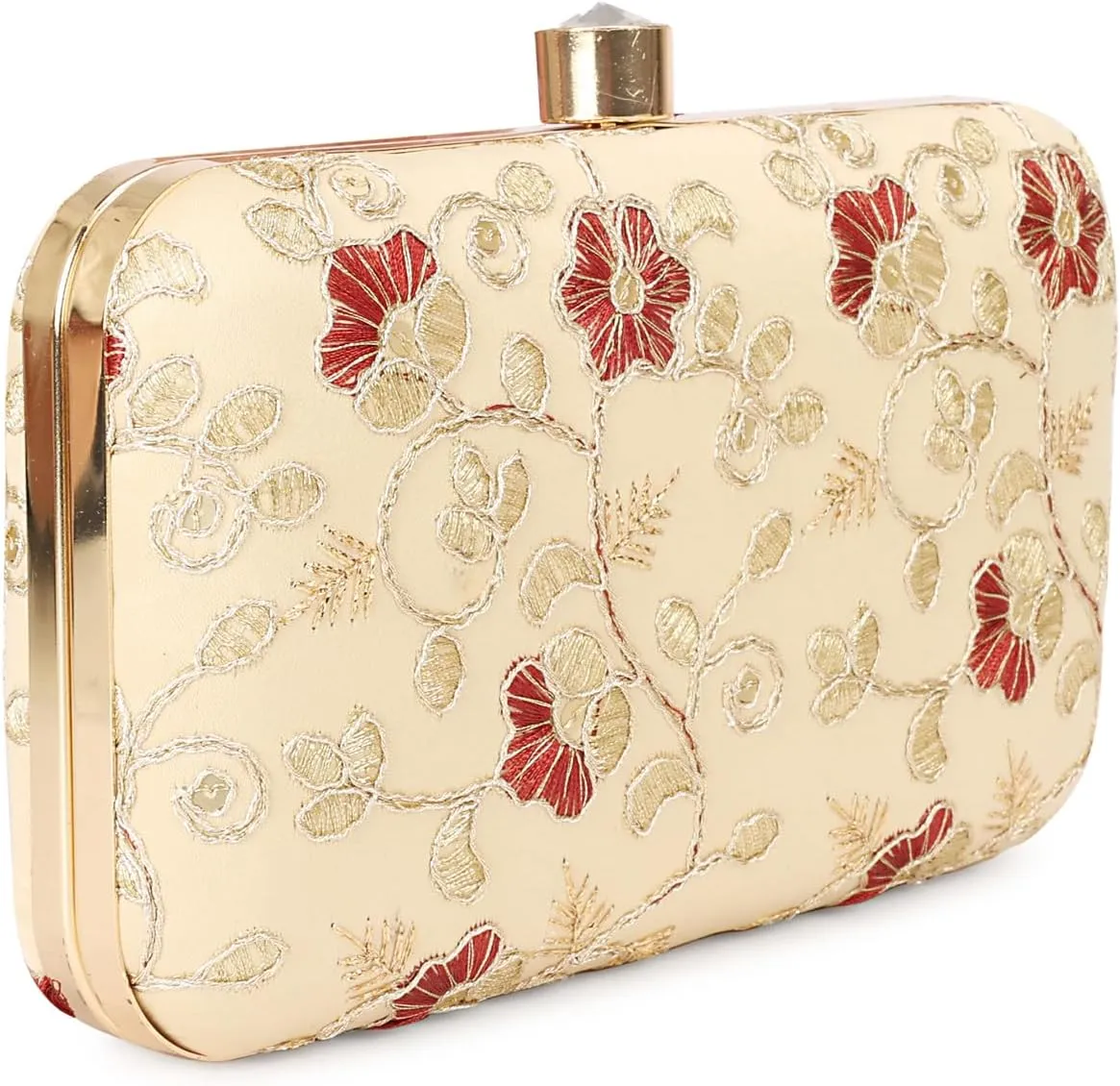 LONGING TO BUY Hand Crafted Designer Box Clutch - Zari Embroidery For Women