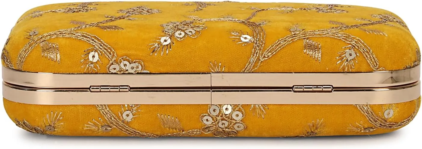 LONGING TO BUY Hand Crafted Designer Box Clutch - Zari Embroidery For Women