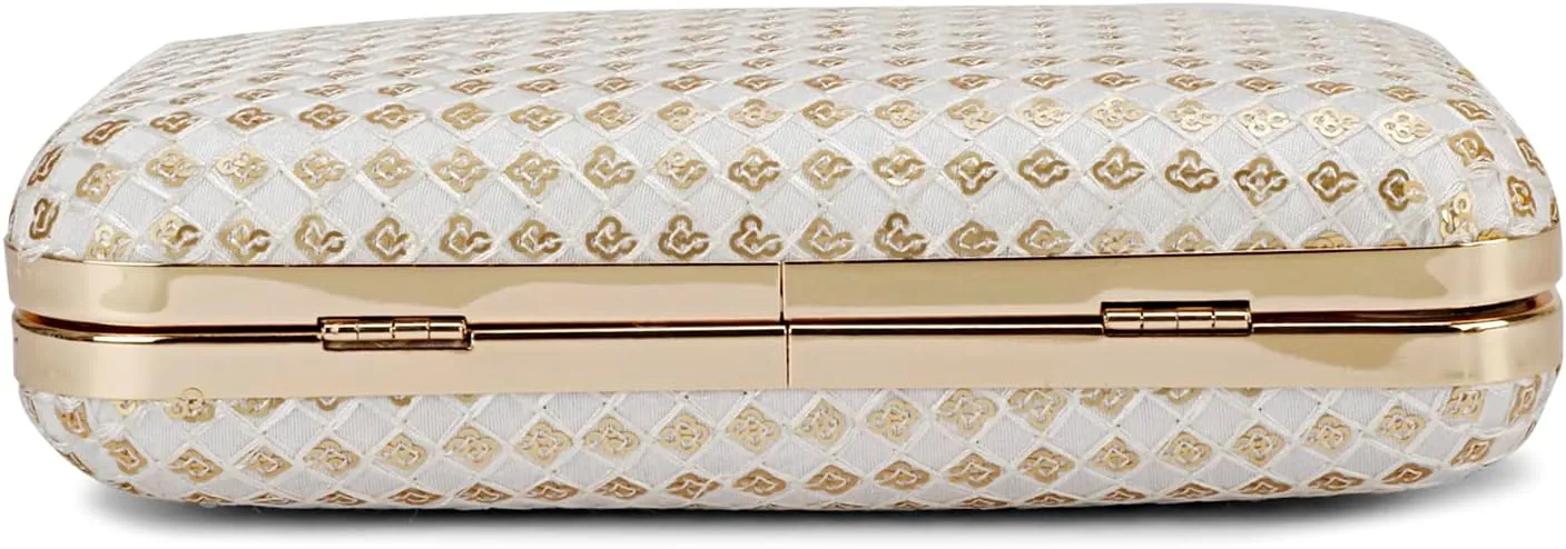 LONGING TO BUY Hand Crafted Designer Box Clutch - Zari Embroidery For Women