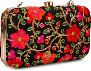 LONGING TO BUY Hand Crafted Designer Box Clutch - Zari Embroidery For Women