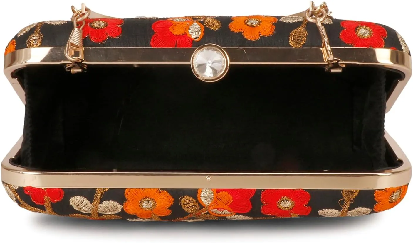 LONGING TO BUY Hand Crafted Designer Box Clutch - Zari Embroidery For Women