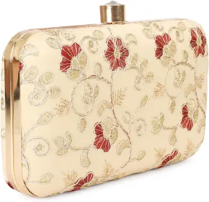 LONGING TO BUY Hand Crafted Designer Box Clutch - Zari Embroidery For Women
