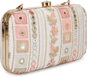 LONGING TO BUY Hand Crafted Designer Box Clutch - Zari Embroidery For Women