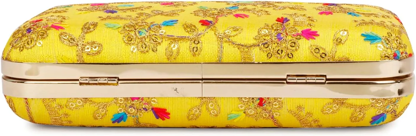 LONGING TO BUY Hand Crafted Designer Box Clutch - Zari Embroidery For Women