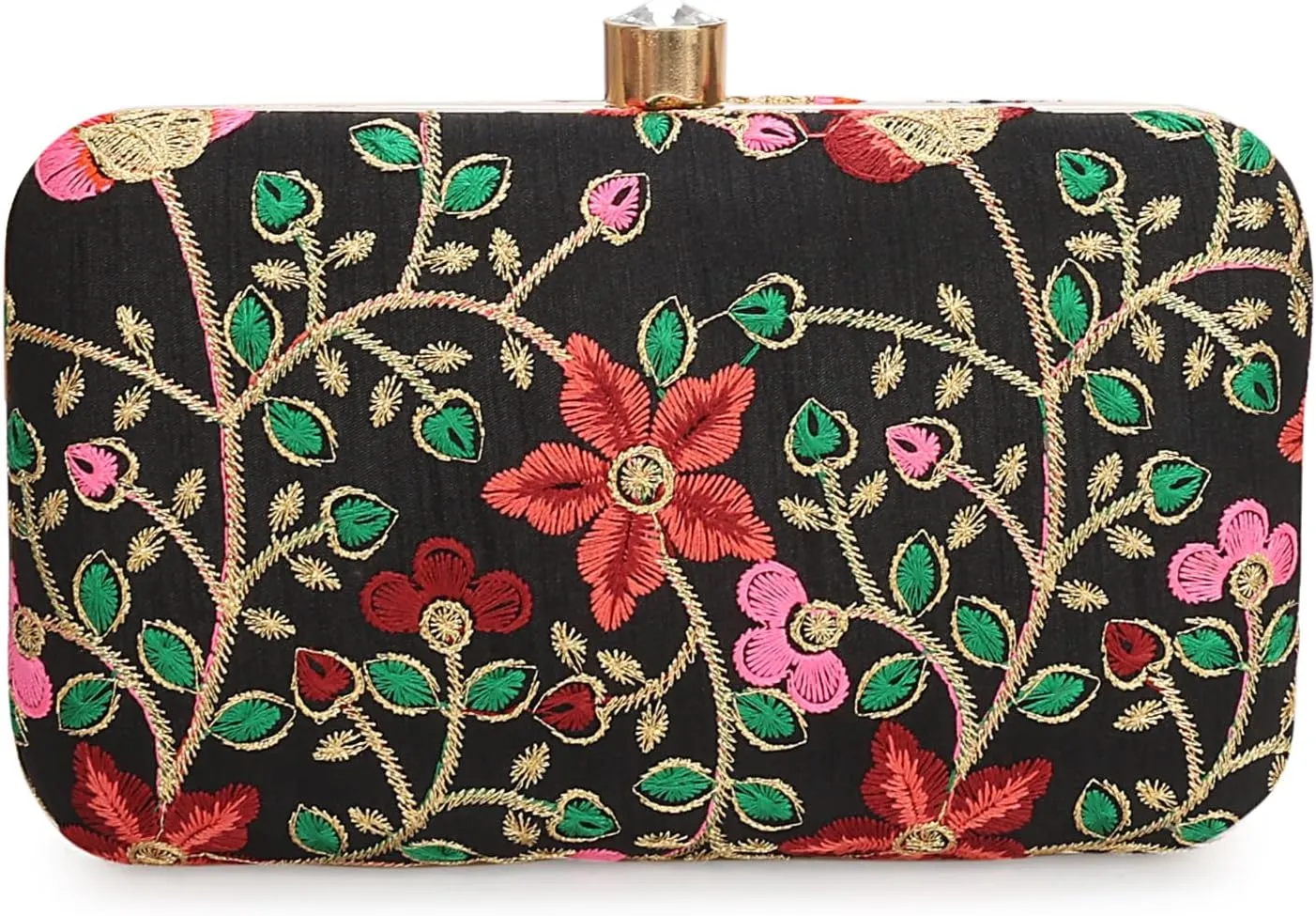 LONGING TO BUY Hand Crafted Designer Box Clutch - Zari Embroidery For Women