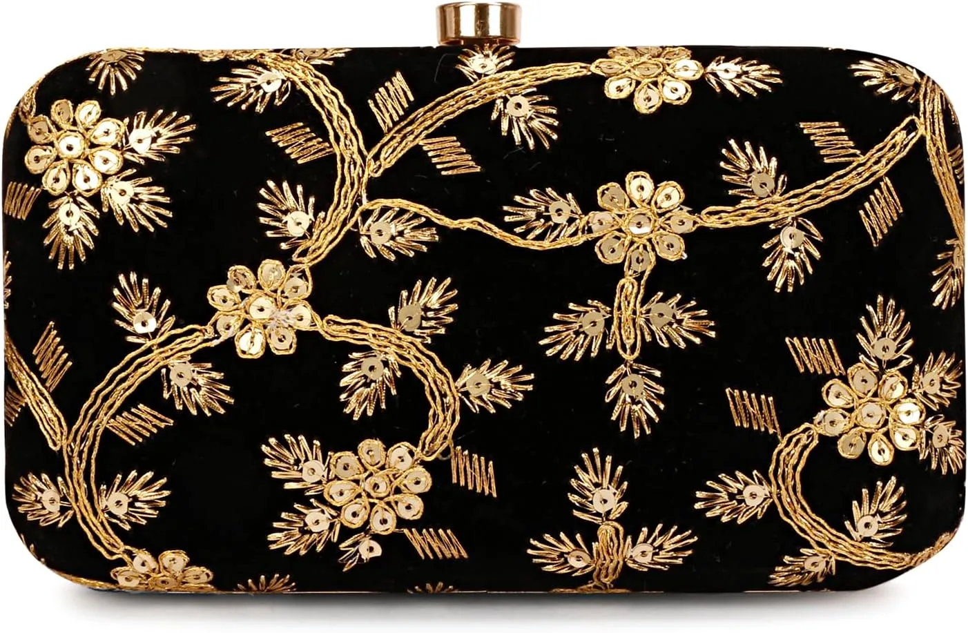 LONGING TO BUY Hand Crafted Designer Box Clutch - Zari Embroidery For Women