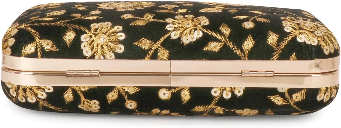 LONGING TO BUY Hand Crafted Designer Box Clutch - Zari Embroidery For Women