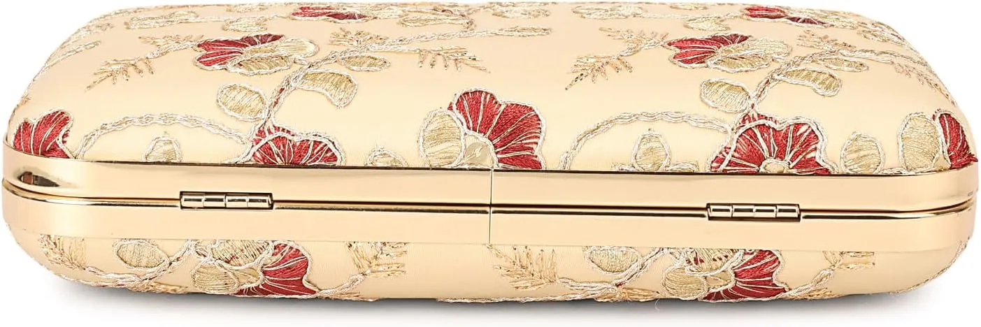 LONGING TO BUY Hand Crafted Designer Box Clutch - Zari Embroidery For Women