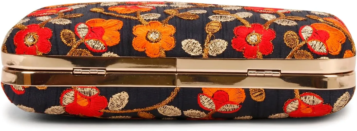 LONGING TO BUY Hand Crafted Designer Box Clutch - Zari Embroidery For Women