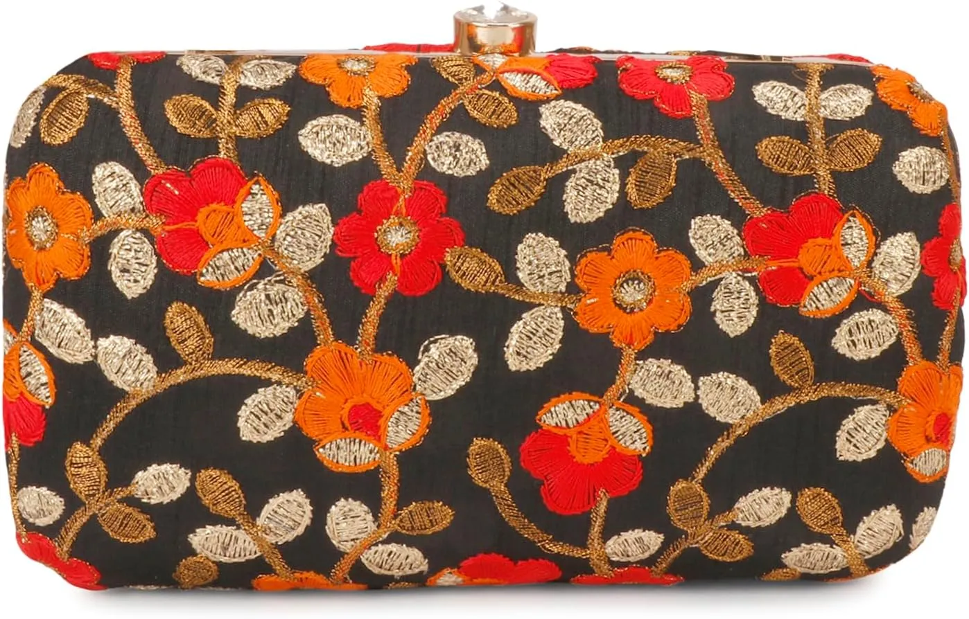 LONGING TO BUY Hand Crafted Designer Box Clutch - Zari Embroidery For Women