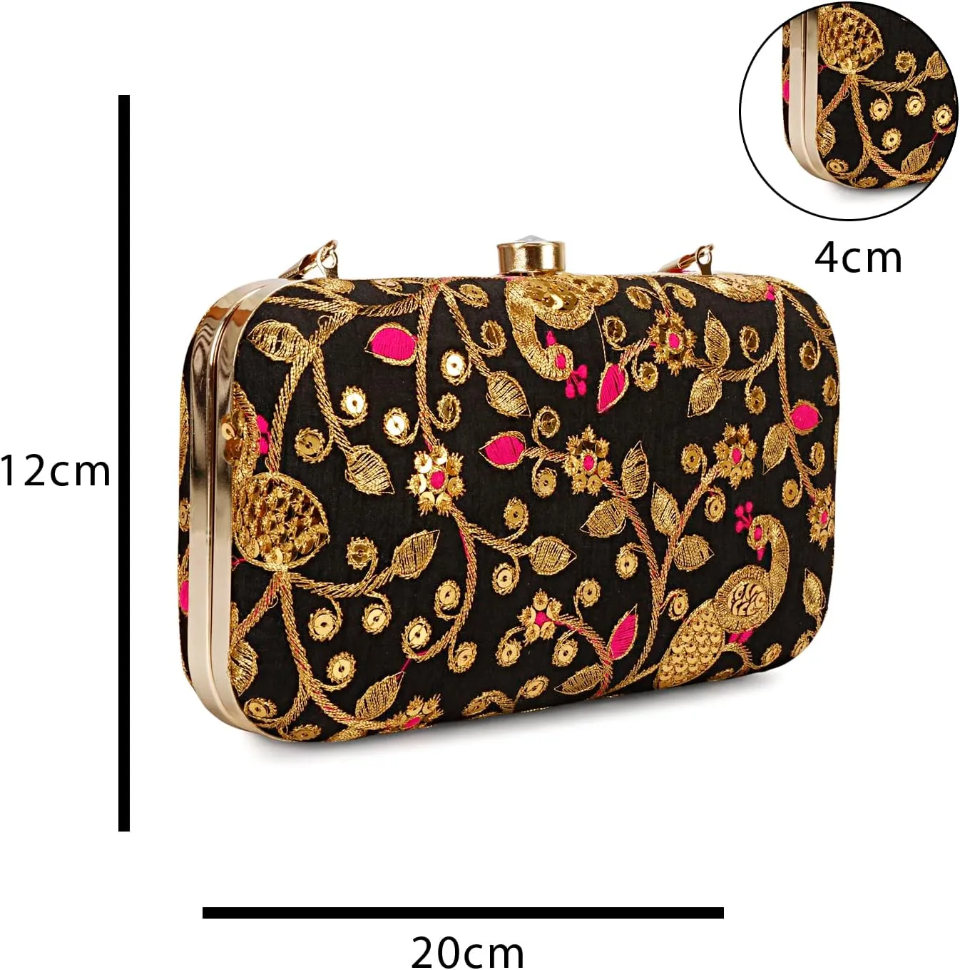 LONGING TO BUY Hand Crafted Designer Box Clutch - Zari Embroidery For Women